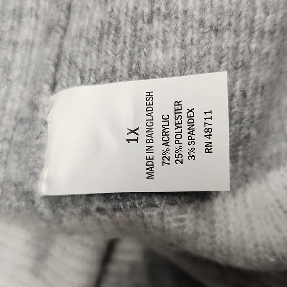 Happy Holidays 1X Light Grey Sweater With Stars - Picture 6 of 7